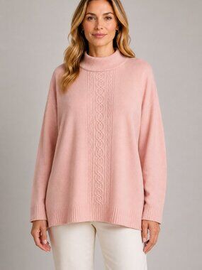 Dressbarn Pink Cable Knit Turtleneck Sweater Plus Size 18/20